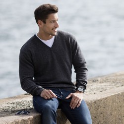 Plain V Neck Sweater Lambswool Henbury