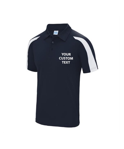 Personalised Polo Contrast Just Cool AWDis Just Cool 140gsm with custom text Embroidery or logo