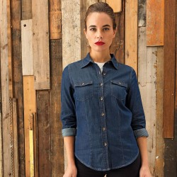 Plain LADIES JEANS STITCH DENIM SHIRT PREMIER 127 GSM