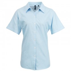 Plain Women's signature Oxford short sleeve shirt PREMIER 135 GSM