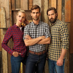 Plain Women's Mulligan check cotton long sleeve shirt PREMIER 115 GSM