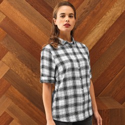 Plain Women's Ginmill check cotton long sleeve SHIRT PREMIER 115 GSM