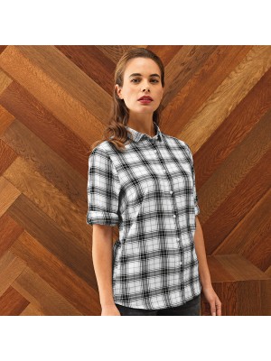 Plain Women's Ginmill check cotton long sleeve SHIRT PREMIER 115 GSM