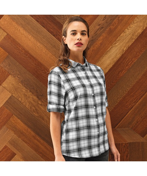 Plain Women's Ginmill check cotton long sleeve SHIRT PREMIER 115 GSM