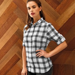 Plain Women's Ginmill check cotton long sleeve SHIRT PREMIER 115 GSM