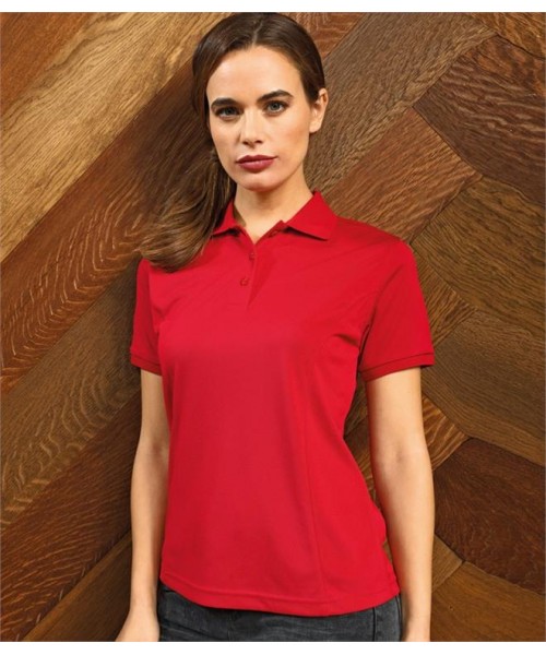 Plain LADIES COOLCHECKER® PLUS PIQUÉ POLO SHIRT PREMIER 185 GSM