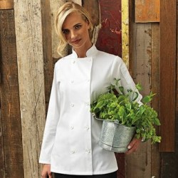 Plain LADIES LONG SLEEVE CHEF'S JACKET PREMIER 195 GSM