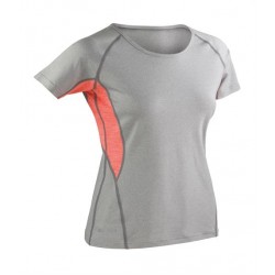 Plain LADIES FITNESS TECHNICAL PANEL MARL T-SHIRT SPIRO 180 GSM