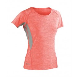 Plain LADIES FITNESS TECHNICAL PANEL MARL T-SHIRT SPIRO 180 GSM