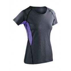 Plain LADIES FITNESS TECHNICAL PANEL MARL T-SHIRT SPIRO 180 GSM