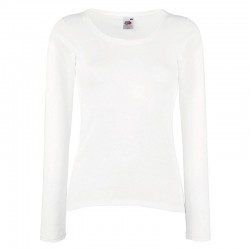 Personalised T Shirt Lady Fit Value Long Sleeve Fruit of the loom White 160gsm, Colours 165gsm with custom design printed