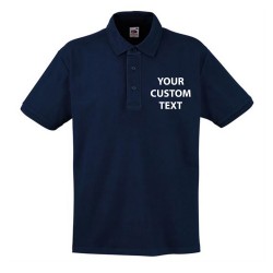 Personalised Polo Shirts Heavy Pique Fruit of the Loom White 230gsm, Colours 240gsm with custom text Embroidery or logo