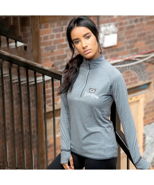 Gym Wear Zip Top Women's long sleeve ¼ zip Gym Kitty Fitness Training, Yoga