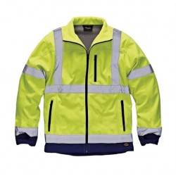 Plain HI-VIS TWO-TONE SOFT SHELL JACKET DICKIES 300 GSM