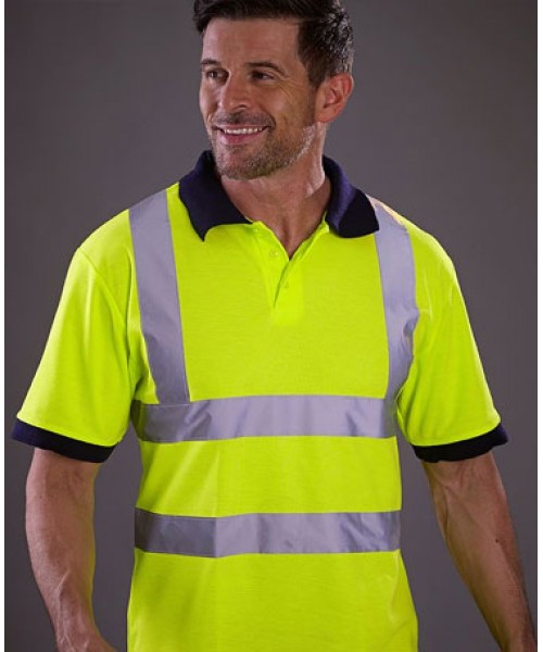 YOKO Hi vis short sleeve polo 210GSM