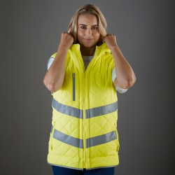 Plain Hi-vis Kensington hooded gilet Yoko 340 GSM