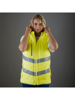 Plain Hi-vis Kensington hooded gilet Yoko 340 GSM