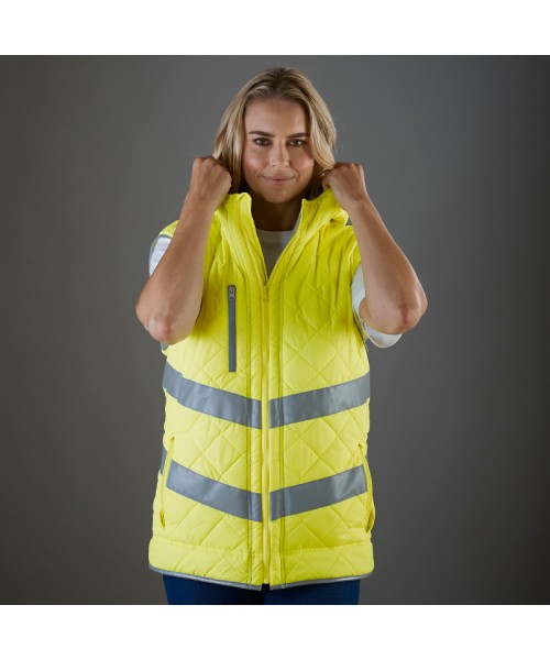 Plain Hi-vis Kensington hooded gilet Yoko 340 GSM