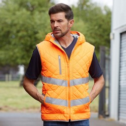 Plain Hi-vis Kensington hooded gilet Yoko 340 GSM