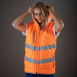 Plain Hi-vis Kensington hooded gilet Yoko 340 GSM