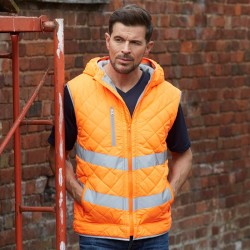 Plain Hi-vis Kensington hooded gilet Yoko 340 GSM