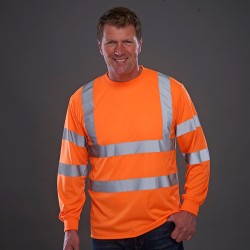 Plain Hi-vis long sleeve t-shirt Yoko 200 GSM