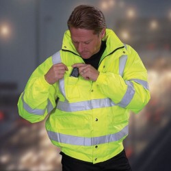 Plain Hi vis classic bomber jacket Yoko 300D Outer fabric. Padding 190gsm