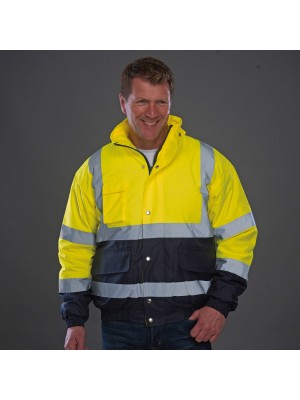 Plain Hi vis 2-tone bomber jacket Yoko 300D outer fabric, 190g padding GSM