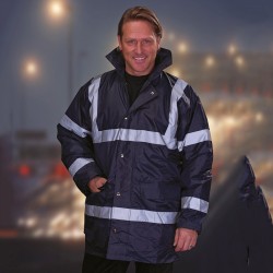 Plain Hi vis security jacket Yoko 420D Nylon Outer fabric. 190gsm Polyester padding GSM