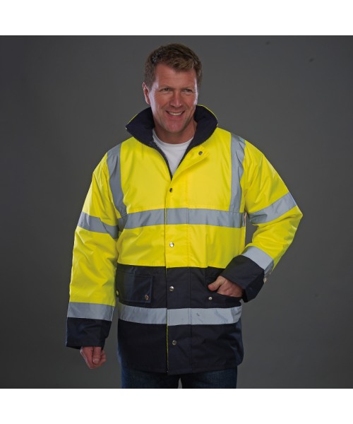 Plain Hi vis two-tone motorway jacket Yoko 300D outer fabric, 190g padding GSM