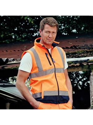 Plain Hi vis softshell gilet Yoko 345 GSM