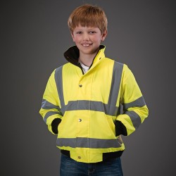 Plain Hi vis kids bomber jacket Yoko 300D Outer fabric, 190g Padding GSM