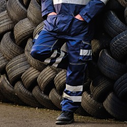 Plain Hi vis polycotton cargo trousers with knee pad pockets Yoko 340 GSM