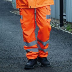 Plain Hi vis polycotton cargo trousers with knee pad pockets Yoko 340 GSM