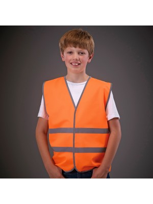 Plain Hi-vis reflective border kids waistcoat Yoko 120 GSM