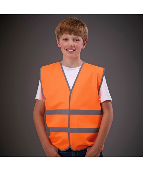 Plain Hi-vis reflective border kids waistcoat Yoko 120 GSM