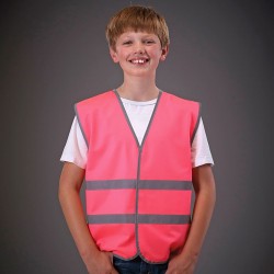 Plain Hi-vis reflective border kids waistcoat Yoko 120 GSM