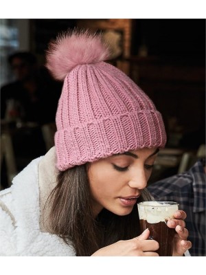 Plain VERBIER FUR POM POM BEANIE BEECHFIELD