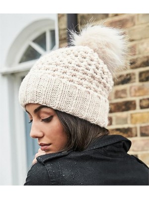 Plain POPCORN FUR POM POM BEANIE BEECHFIELD