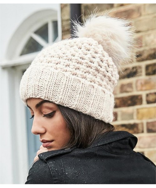 Plain POPCORN FUR POM POM BEANIE BEECHFIELD