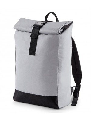 Plain REFLECTIVE ROLL-TOP BACKPACK BAG NEW BAGBASE 230 GSM