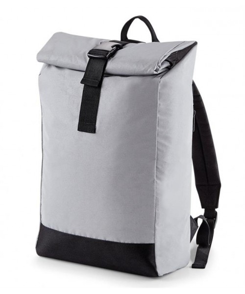 Plain REFLECTIVE ROLL-TOP BACKPACK BAG NEW BAGBASE 230 GSM