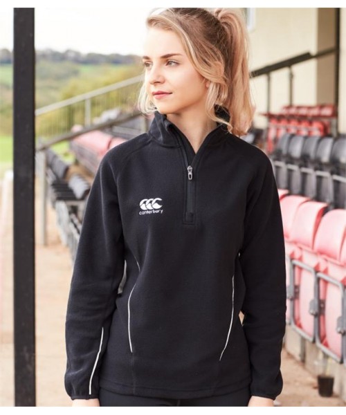 Plain LADIES TEAM ZIP NECK MICRO FLEECE CANTERBURY 200 GSM