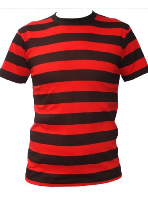 SnS Trendy Contrast Horizontal Red/Black Striped T Shirt