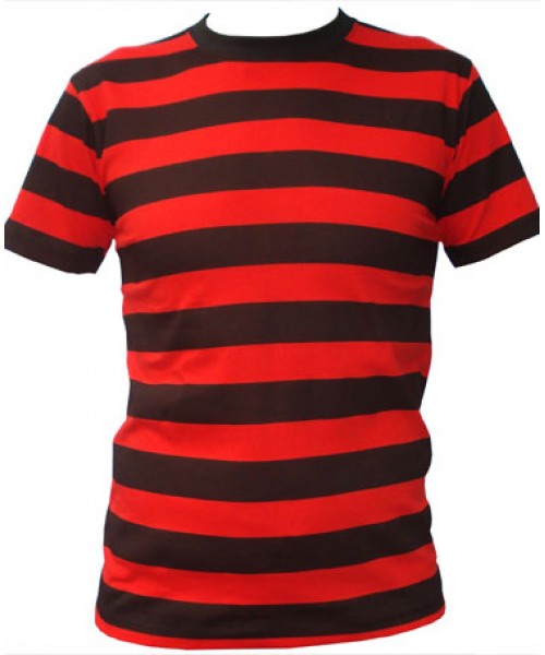 SnS Trendy Contrast Horizontal Red/Black Striped T Shirt