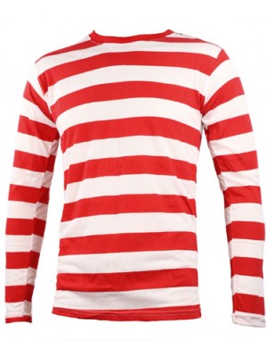 SnS Contrast Horizontal White/Red Striped long sleeve T Shirt - Stars & Stripes