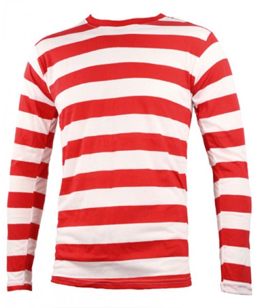 SnS Contrast Horizontal White/Red Striped long sleeve T Shirt - Stars & Stripes