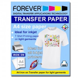 A4 (8.3 x 11.7 inches) InkJet Transfer Paper Light Garment Forever brand