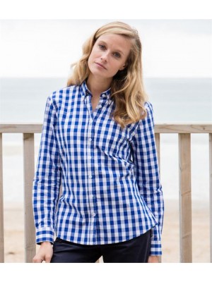 Plain LADIES LONG SLEEVE CHECKED COTTON SHIRT FRONT ROW 140 GSM