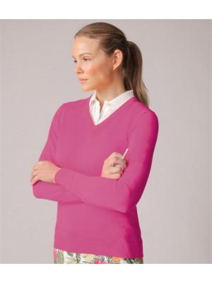 Plain GOLF LADIES V NECK COTTON SWEATER GLENMUIR